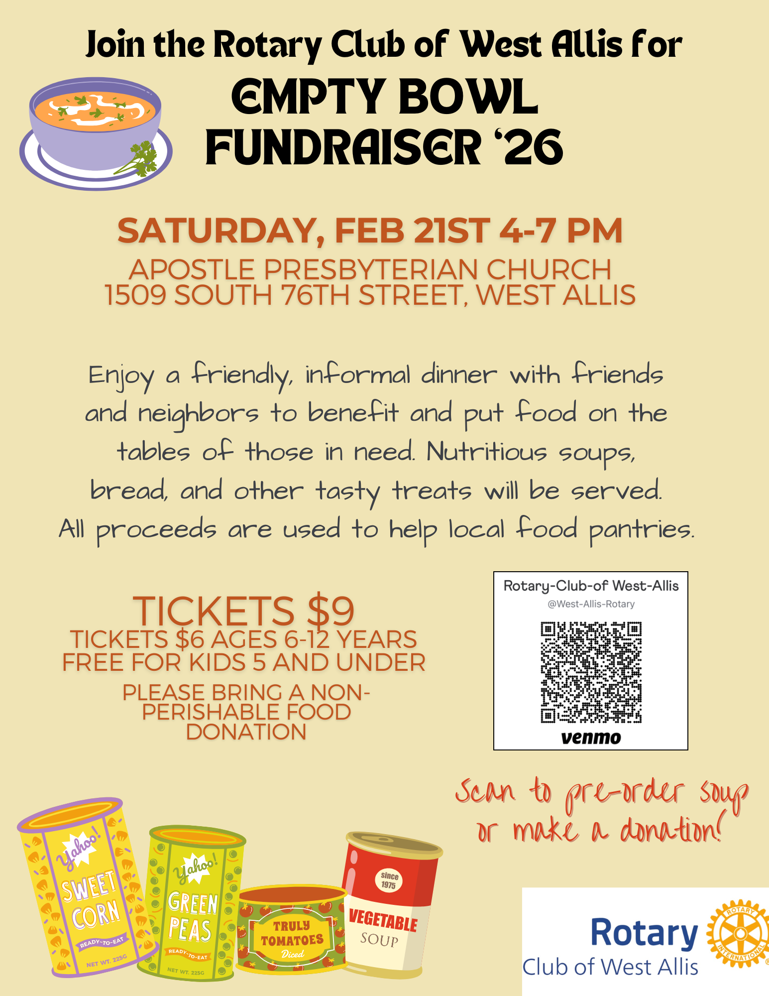 West Allis Rotary Empty Bowls 2026