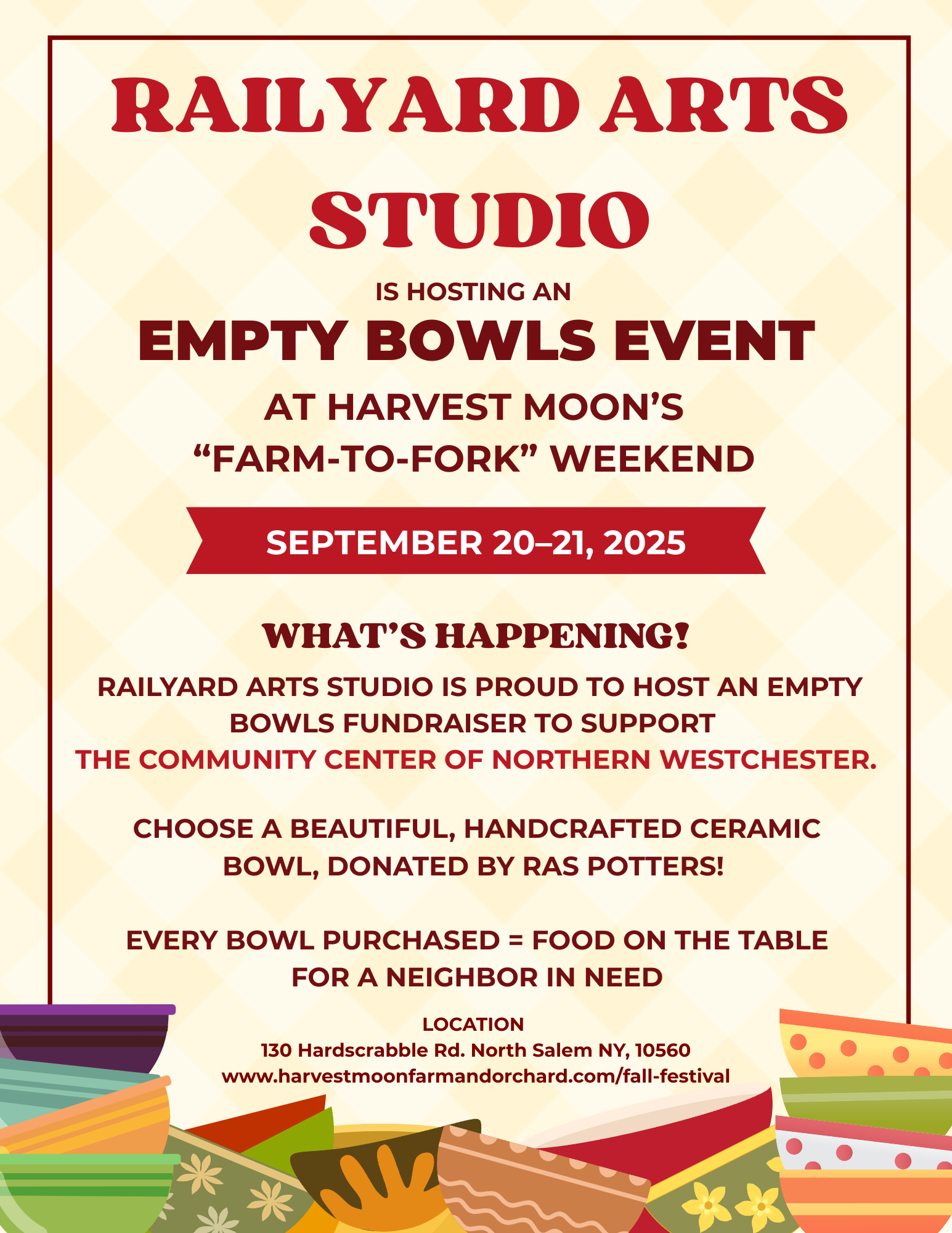 Railyard Arts Empty Bowls Event at Harvest Moon Orchard